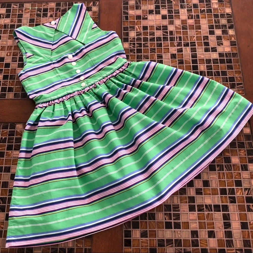 Ralph Lauren Striped Sleeves Girls Dress